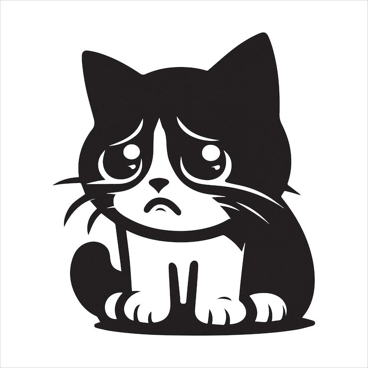 La silueta del gato triste