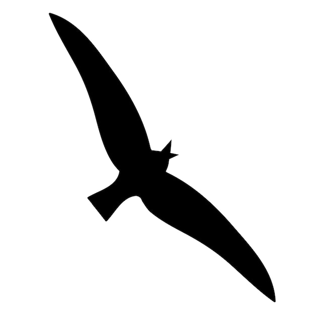 Silueta de gaviota voladora Ilustración vectorial en estilo monocromo sobre fondo blanco