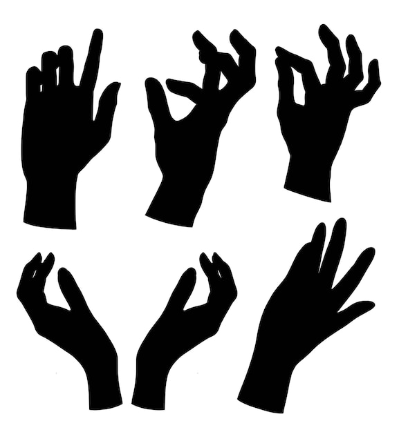 Silueta de gesto de signo y símbolo de mano