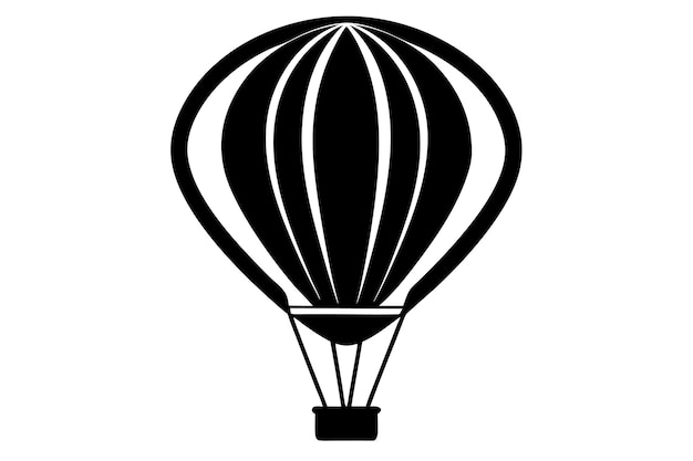 Silueta de globo de aire caliente Icono vectorial e ilustración aislados sobre fondo blanco