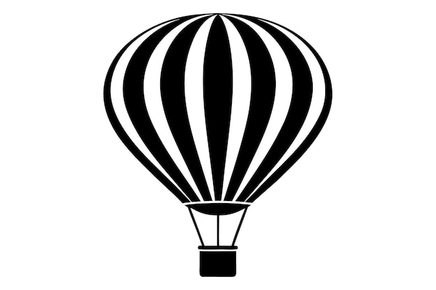 Silueta de globo de aire caliente Icono vectorial e ilustración aislados sobre fondo blanco