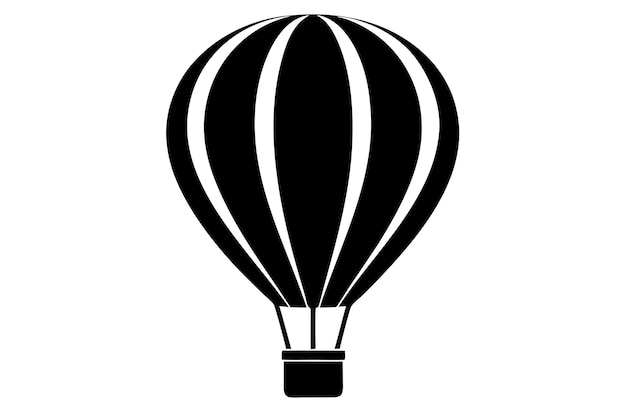Silueta de globo de aire caliente Icono vectorial e ilustración aislados sobre fondo blanco