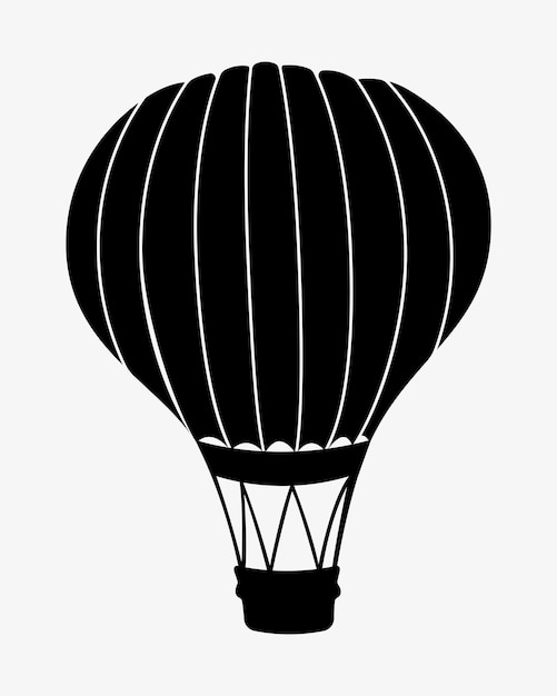 Silueta de globo de aire caliente simple Ilustración de dirigible en blanco y negro