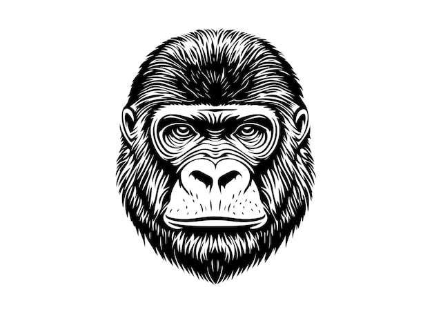 silueta de gorila cara de gorila enojada ilustración vectorial ilustración vectoria fondo blanco