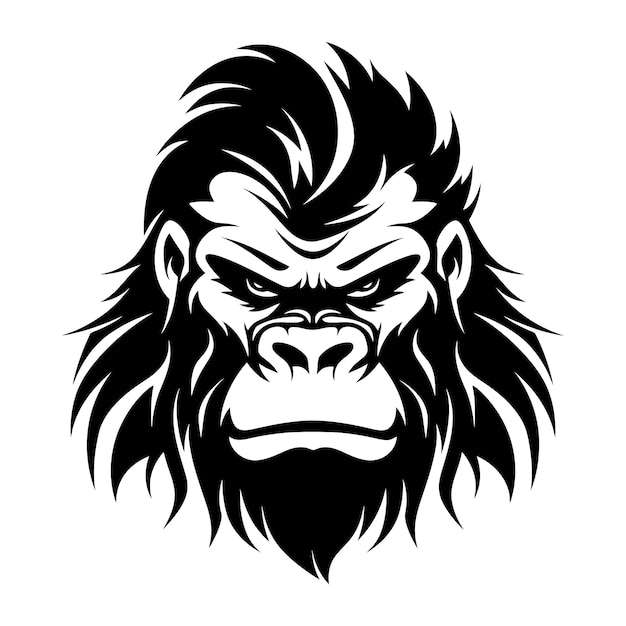 Silueta de gorila enojado en blanco y negro