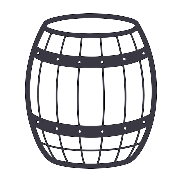 Silueta gráfica de barril y arte vectorial de barril de cerveza aislado sobre un fondo blanco