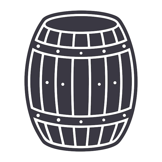Silueta gráfica de barril y arte vectorial de barril de cerveza aislado sobre un fondo blanco