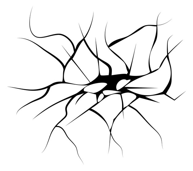 Silueta de grietas negras fracturas de rotura de vidrio aisladas sobre fondo blanco