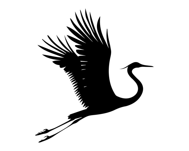 Silueta de una grúa voladora con las alas extendidas