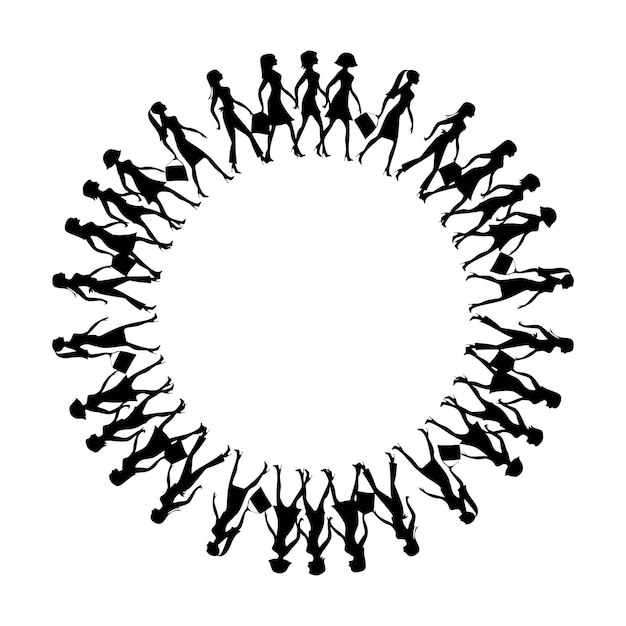 Vector silueta de un grupo de personas en un círculo ilustración vectorial