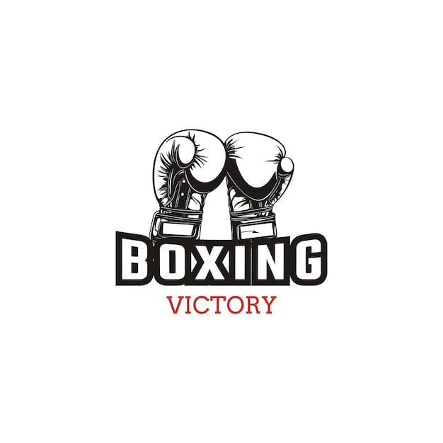 Silueta de guantes de boxeo diseño del logotipo del emblema de boxeo logotipo de la academia de boxeo