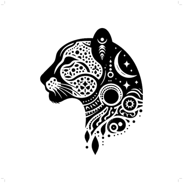 La silueta del guepardo en la ilustración de la naturaleza bohemia boho