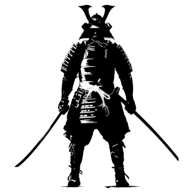 Vector silueta del guerrero shogun japonés sólo color negro