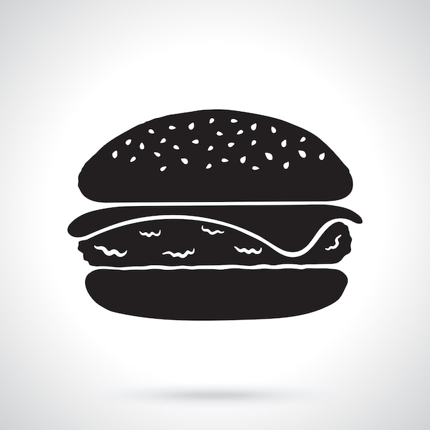 Silueta de hamburguesa con queso ilustración de vector de comida no saludable