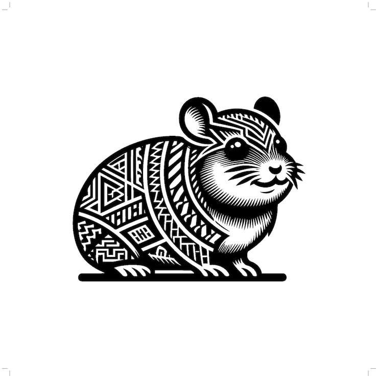 Vector silueta de hámster en una ilustración tribal de la polinesia étnica animal