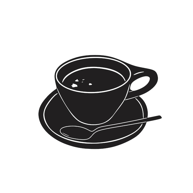 Silueta hecha a mano del logotipo de la taza de café