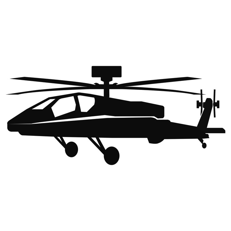 Silueta de un helicóptero de ataque militar