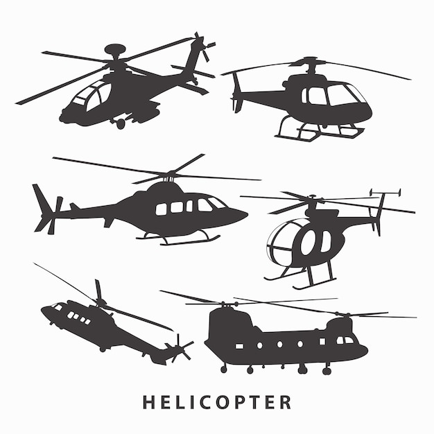 Silueta de helicóptero en gráfico vectorial negro eps 10