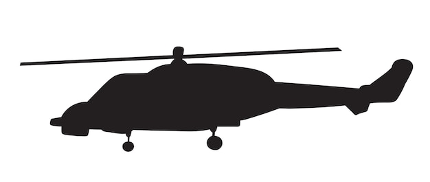 silueta de helicóptero en vector de fondo blanco