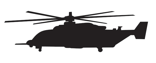 silueta de helicóptero en vector de fondo blanco