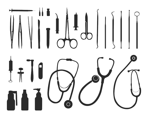 Silueta de herramientas médicas, Silueta de herramientas médicas, Equipo médico SVG