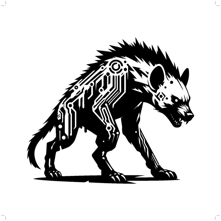Vector silueta de hiena en el animal cyberpunk ilustración futurista moderna