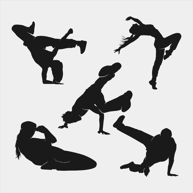 Vector silueta, hip-hop, bailarín, vector