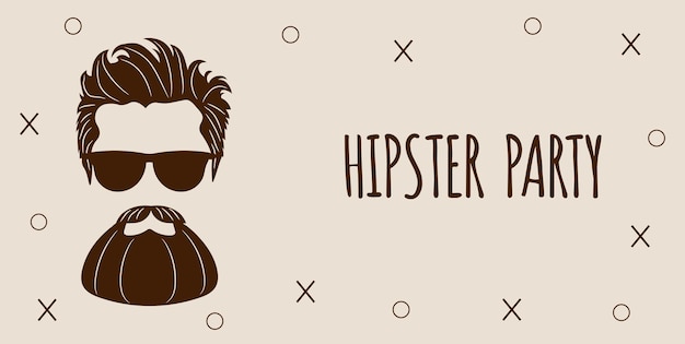 Silueta Hipster barbuda con letras - Fiesta Hipster.