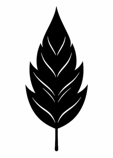 Silueta de hoja negra sobre un fondo blanco