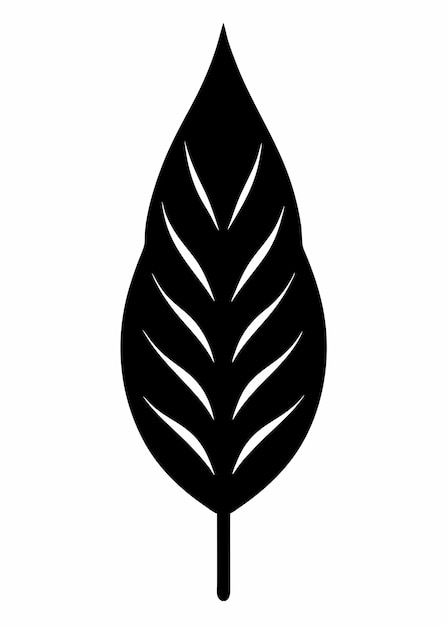 Silueta de hoja negra sobre un fondo blanco