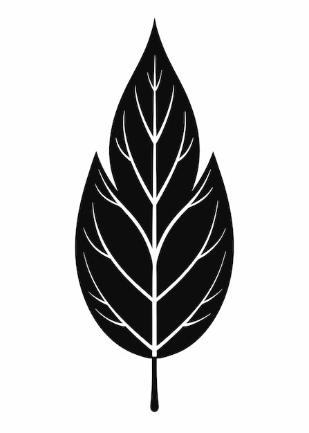 Silueta de hoja negra sobre un fondo blanco