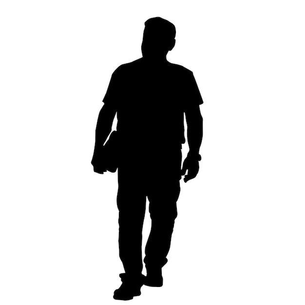 Silueta de un hombre caminando con una bolsa en el hombro