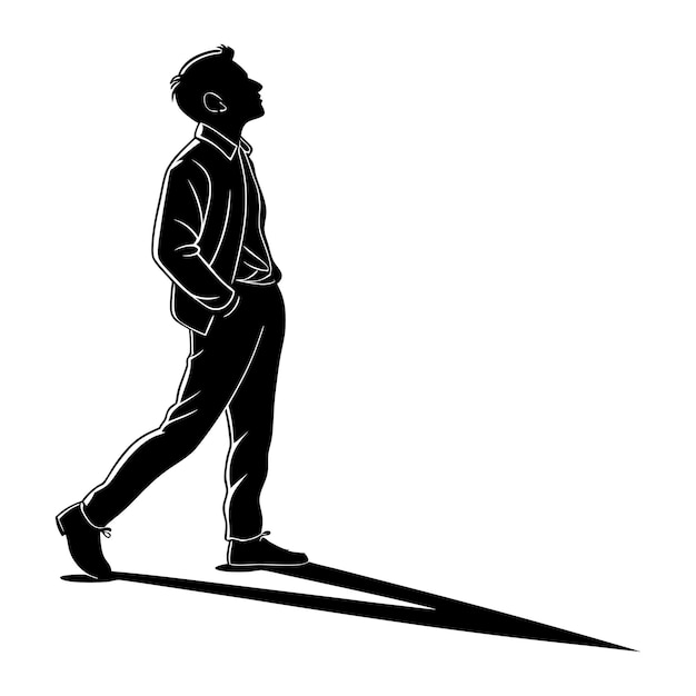 Silueta de un hombre caminando y mirando hacia arriba