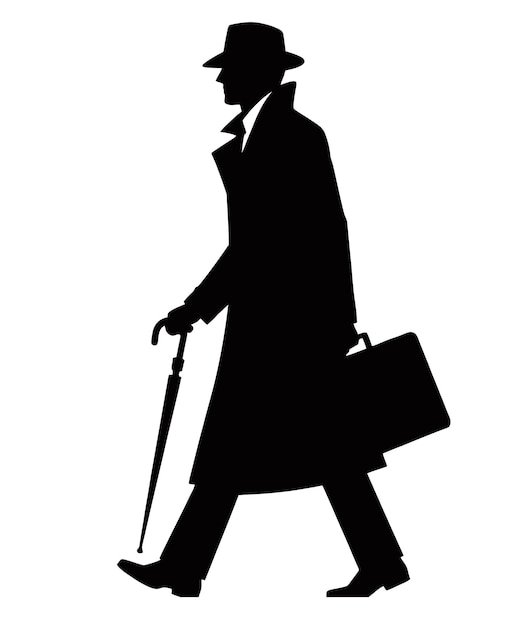 Silueta de un hombre caminando sobre un fondo blanco
