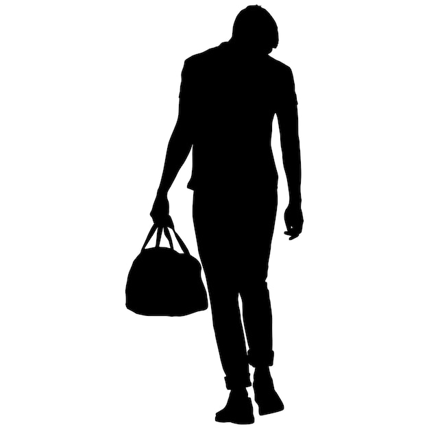 Silueta de un hombre caminando sobre un fondo blanco