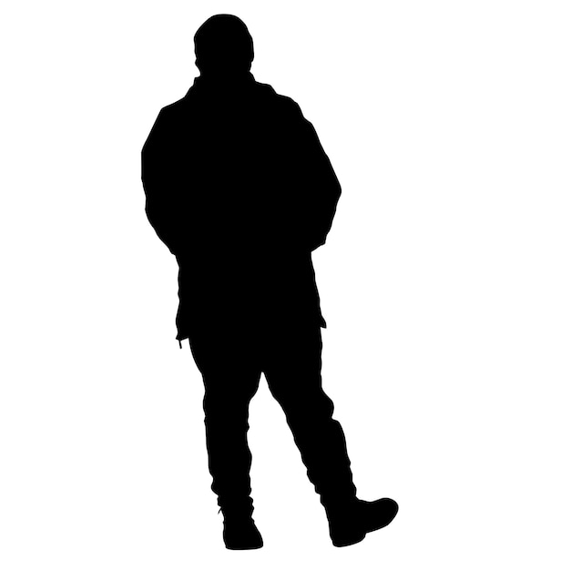 Silueta de un hombre caminando sobre un fondo blanco