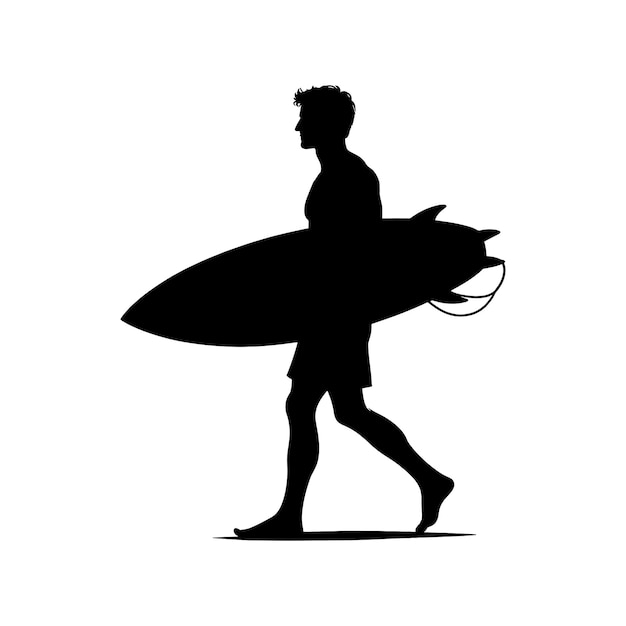 Silueta de un hombre caminando con una tabla de surf
