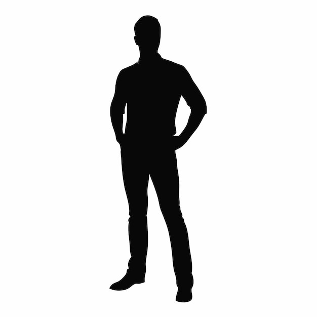 una silueta de un hombre en una camisa y vaqueros