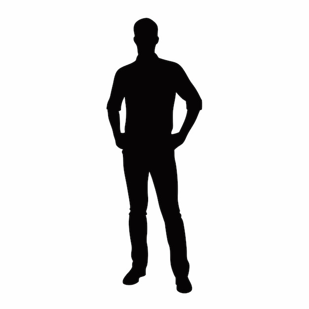 una silueta de un hombre en una camisa y vaqueros