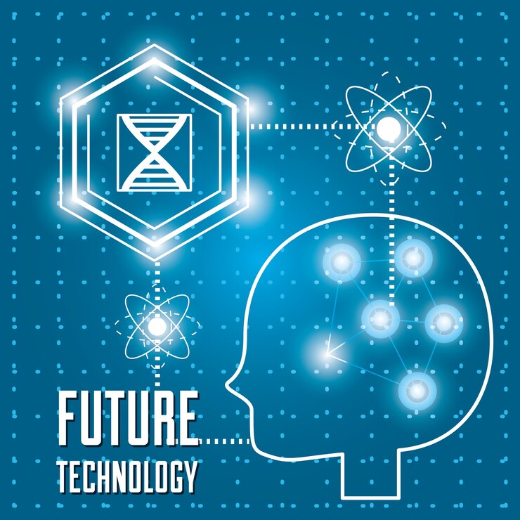 Vector silueta de hombre con circuitos de tecnología