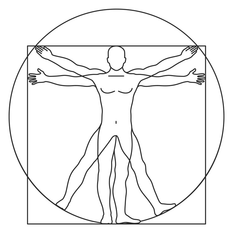 Vector silueta de hombre famoso símbolo de arte anatomía humana