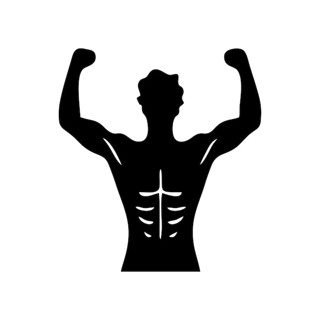 Silueta de un hombre fuerte ícono de atleta musculación de construcción del cuerpo Ilustración vectorial