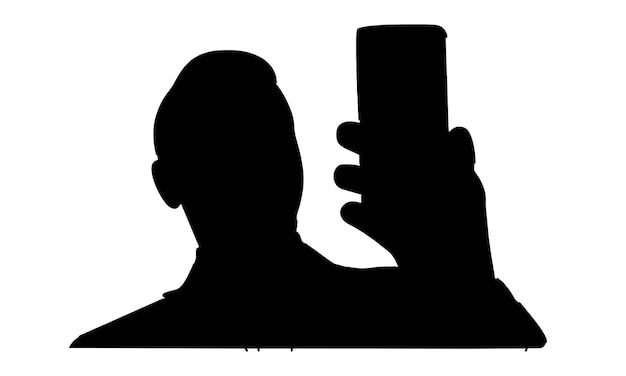 silueta de un hombre grabando un video en su teléfono móvil