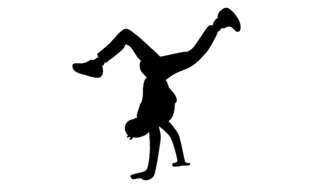 silueta de un hombre haciendo deporte danza actividad break dance ilustración vectorial