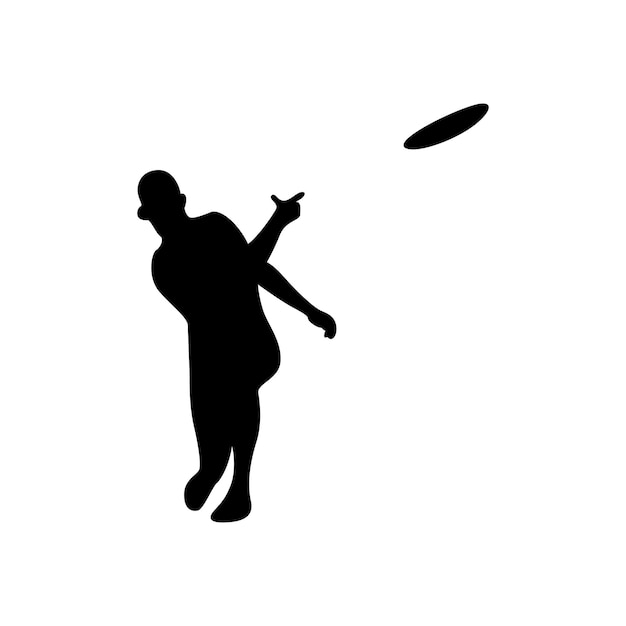 una silueta de un hombre jugando al frisbee con una sombra en la parte inferior