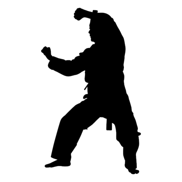 silueta de un hombre de karate sobre un fondo blanco