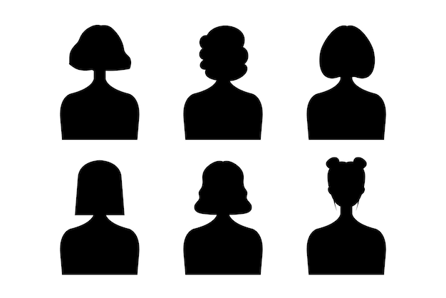 Silueta de un hombre y una mujer con diferentes peinados Ilustración vectorial