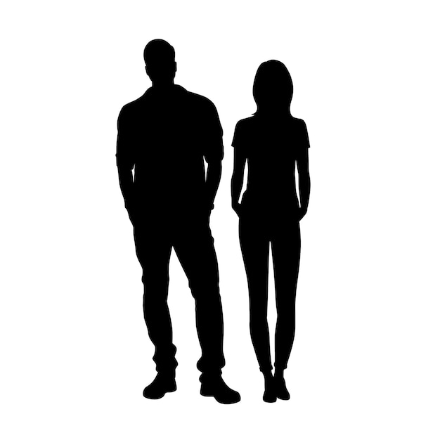 Vector silueta de hombre y mujer pareja de pie silueta