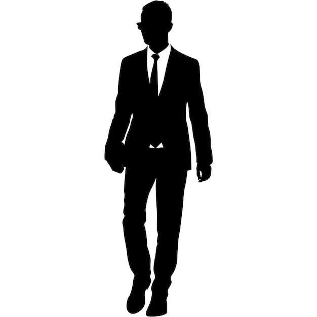 silueta, hombre de negocios, hombre, en, traje, con, corbata, en, un, fondo blanco