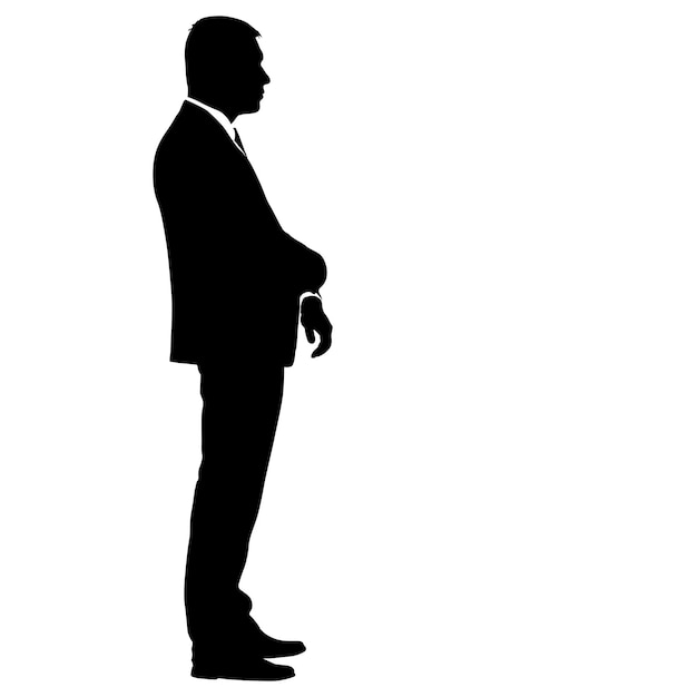 silueta, hombre de negocios, hombre, en, traje, con, corbata, en, un, fondo blanco